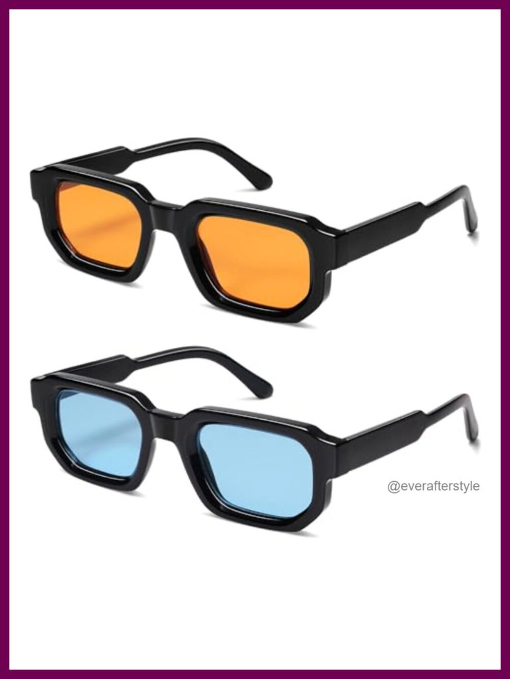 Retro Chunky Rectangle Sunglasses UV400 Plastic Frame Unisex